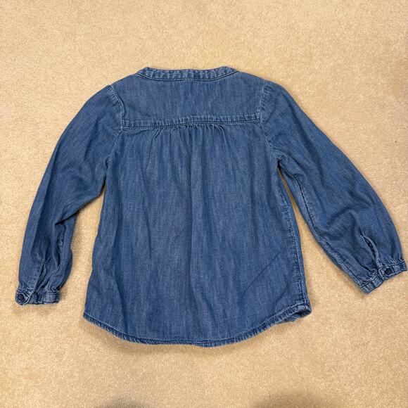 Baby Gap Girls Chambray Denim Pintuck Blouse – Long Sleeve Peplum Top Size 4T - Picture 4 of 4